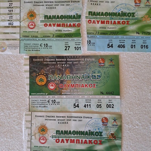 Panathinaikos basketball tickets 2007 like new