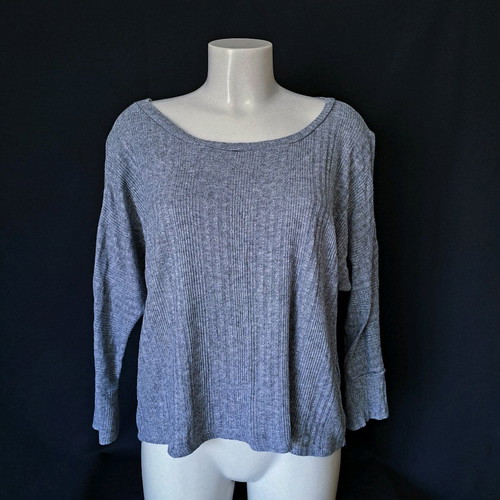 Knitted 3/4 sleeve blouse used, gray, size L