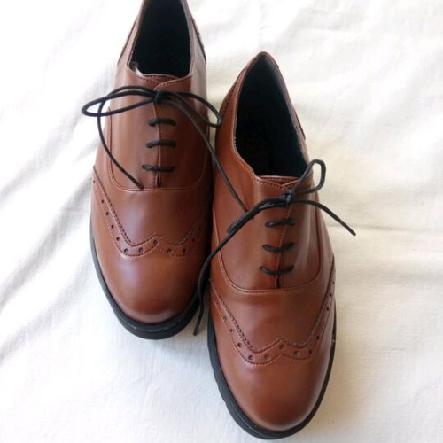 Loafers brown synthetic leather, new, size 37, seventy