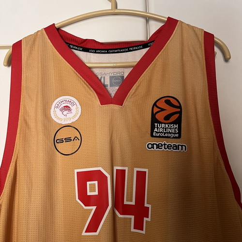 Olympiacos BC 100 Years EuroLeague Basketball Jersey No 94 Fournier like new