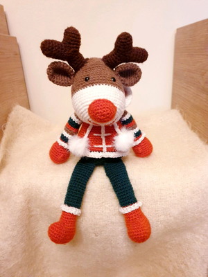 Amigurumi Reindeer Doll Handcrafted Knitted New