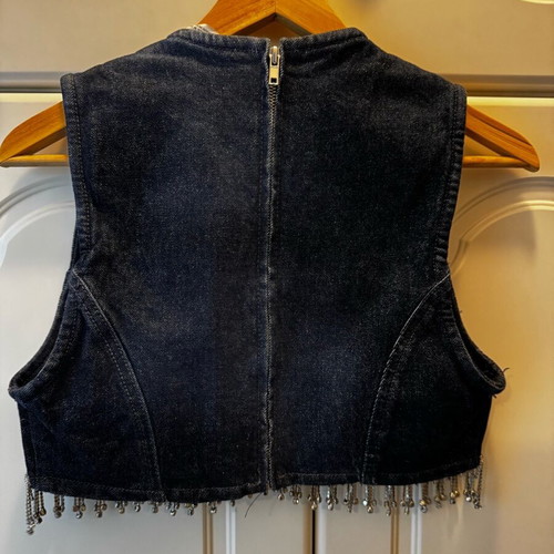 Denim bustier with rhinestones Zara size M 38 10 like new blue