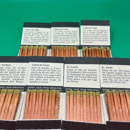 Swiss matchboxes set like new, 7 pieces