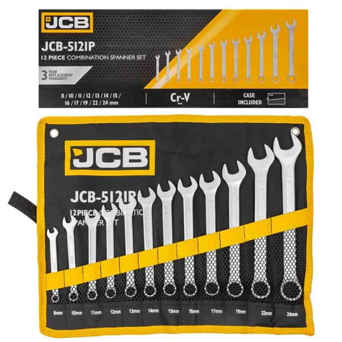 JCB Combination Spanner Set 8-24 mm 12 Pieces New