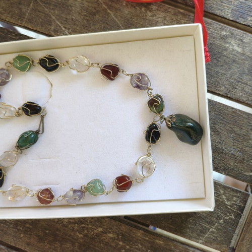 Vintage necklace 90s with semiprecious stones like new