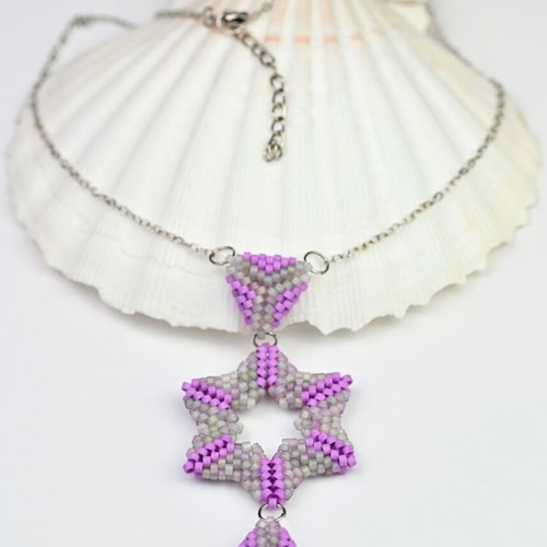 Delicate star necklace in purple and gray, custom made