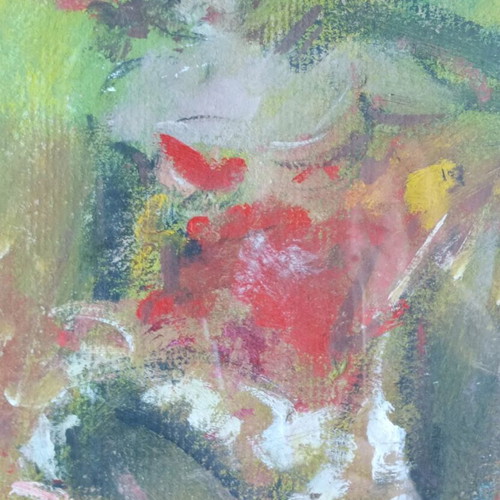 Painting by artist Doris with can-can dancer, like new
