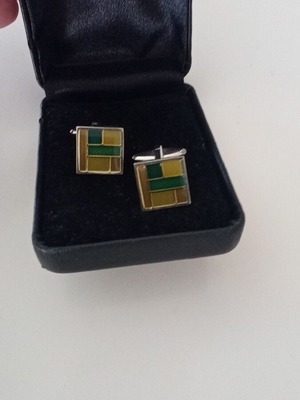 Cufflinks like new, green and gold