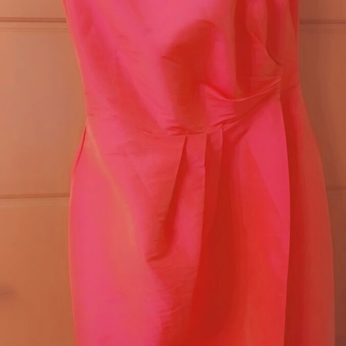 Midi cocktail dress fuchsia neon pink wrap style like new, size M