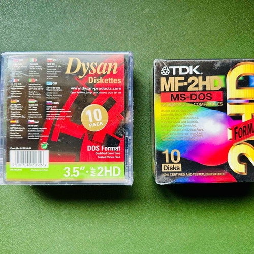 Computer floppy disks new, 2 packs of 10, TDK and Dysan 3.5" MF 2HD