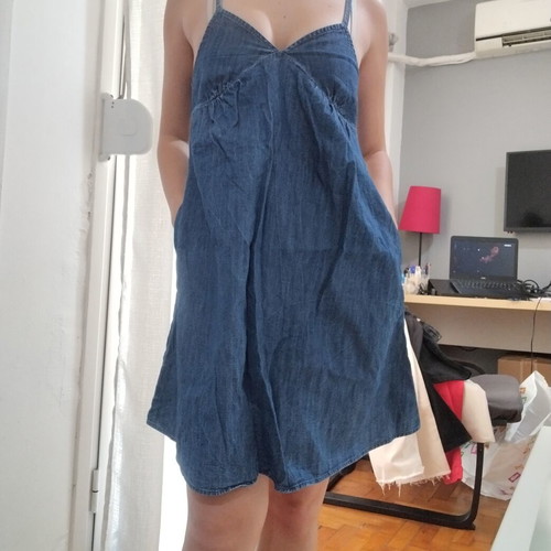 Denim mini dress with pockets, like new, Old Navy, blue, XXS