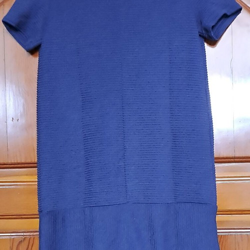 BSK Girl by Bershka Navy Blue Ribbed T-Shirt Mini Dress, Size XS