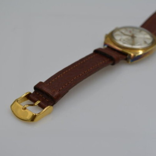 Technos Alarmdate men's automatic watch 36mm with leather strap