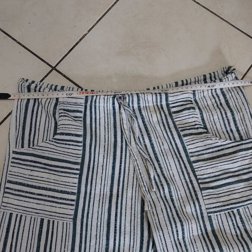 Women's airy pants used, size L, white and green