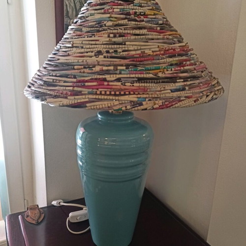 Table lamp with handmade shade vintage like new