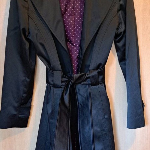 Ysatis satin trench coat like new, black, size 3