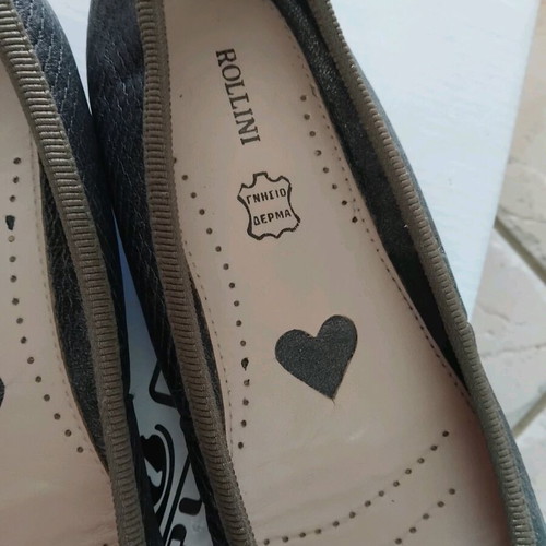 Rollini leather ballerinas gray anthracite metallic like new, size 39