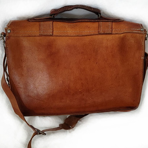 Leather vintage shoulder bag handmade unisex like new