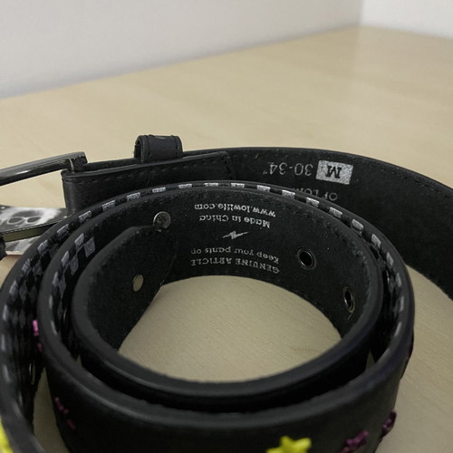 Leather belt new, black with colorful decorative details