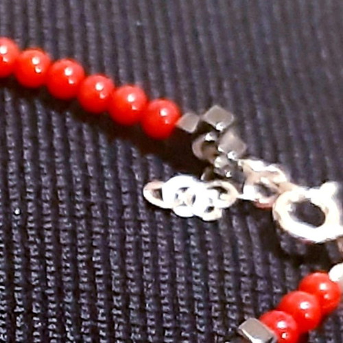 Roxanne Bracelet handmade with coral, hematite and 925 silver, new