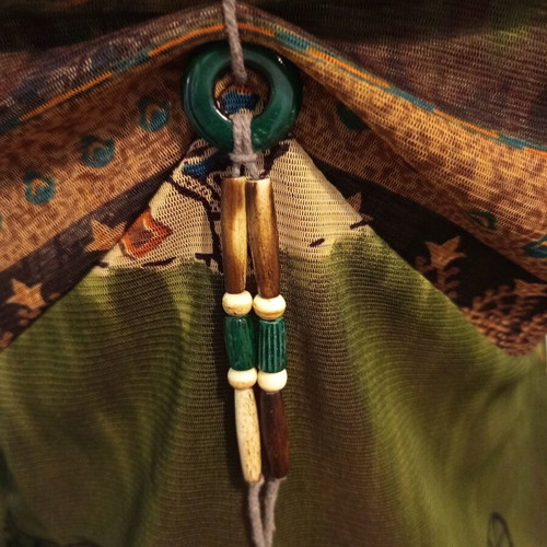 Romantic boho transparent blouse like new, brown and green