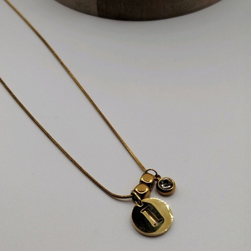 Handmade new necklace with hematite, crystal and stainless steel, gold color