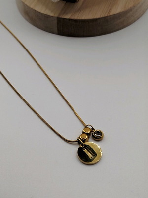 Handmade new necklace with hematite, crystal and stainless steel, gold color