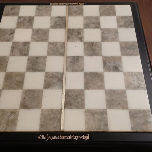 Chess set 1992 used, alabaster and wood collectible