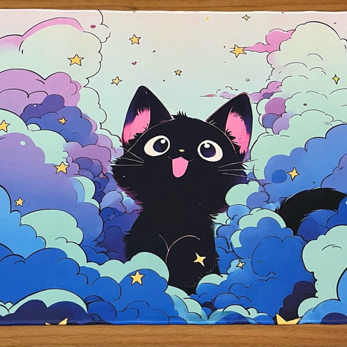 Mouse pad Black Cat on the Clouds new XXL kawaii design