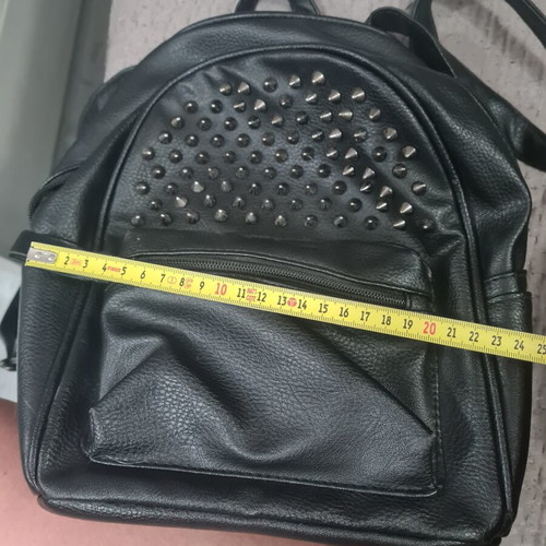 Black women's backpack in eco leather with metal studs