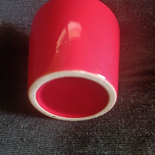 Ceramic pot with embossed heart like new, red color