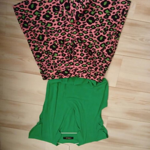 Set of shorts and t-shirt like new, pink and green