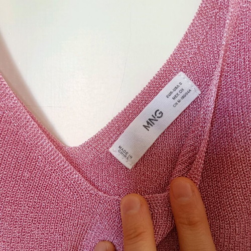 MNG metallic blouse like new, pink, size S