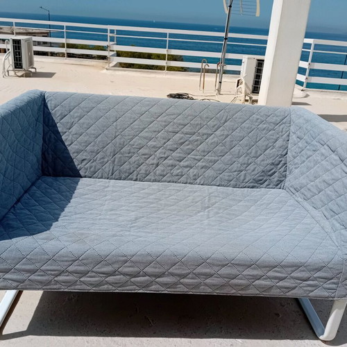 Two-seat sofa like new with metal frame, set of two