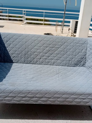 Two-seat sofa like new with metal frame, set of two