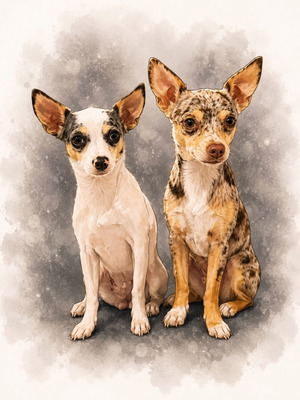 Dog Portraits Custom Digital Painting Printed on A3 Frame
