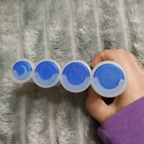 Coin holder used, 8-slot blue transparent plastic