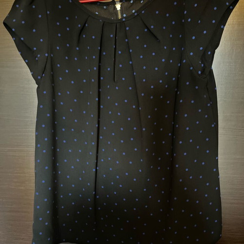 Zara short-sleeve blouse polka dot black and blue like new