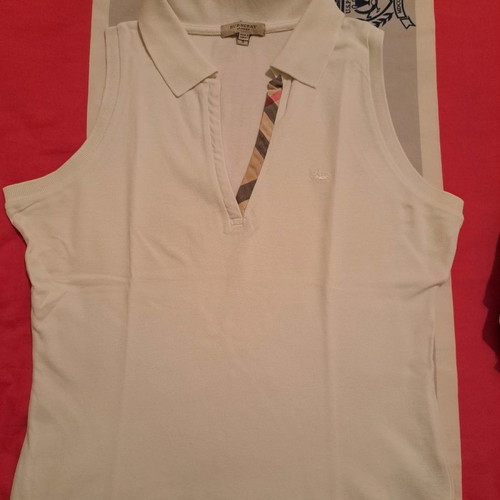 Burberry women's blouse used, sleeveless, cotton, white, size S