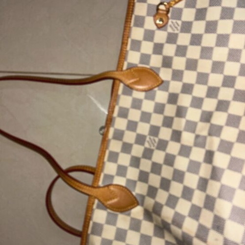 Louis Vuitton Neverfull MM ώμου τσάντα μεταχειρισμένη, καμβάς Damier Azur