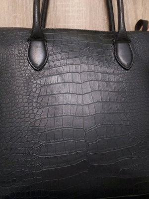 H&M large shoulder bag used, black faux leather croco