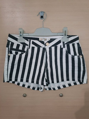Striped black and white shorts used, size M