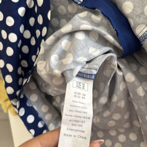 Polka Dot Strapless Mini Dress with Blue Straps, Like New