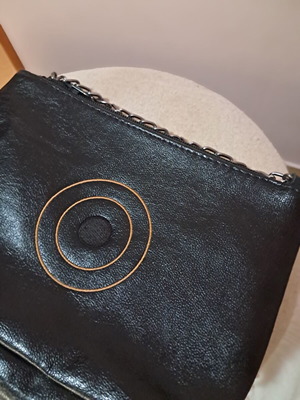 Black Leather Bag Christina Malle χιαστί σαν καινούργιο, μαύρη δερμάτινη τσάντα