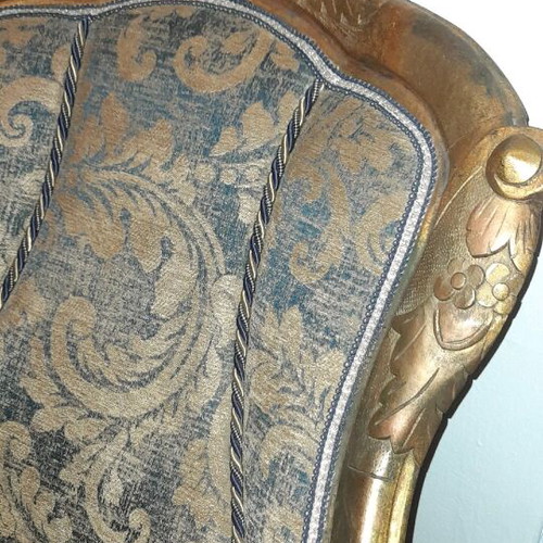 Antique Armchair Like New, Solid Rosewood with Gold Leaf Patina