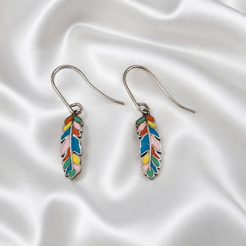 Handmade earrings silver 925 and enamel, new, multicolor