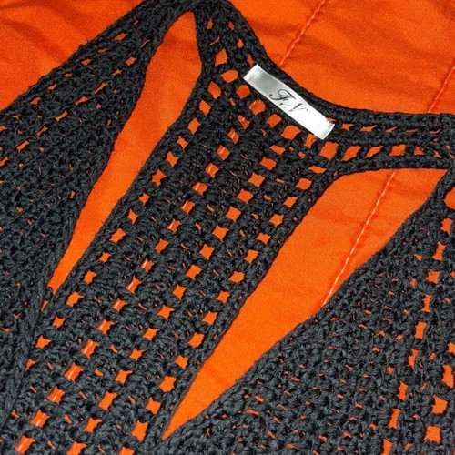 Handmade black crochet halter top with tie details