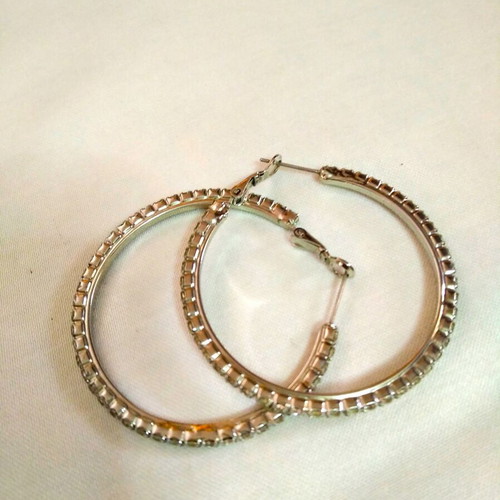 Vintage Glam earrings with rhinestones like new, silver