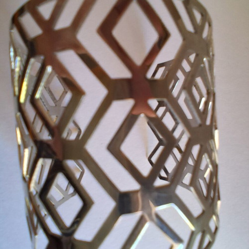 Futuristic Armor Bracelet new, silver tone geometric cuff