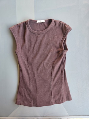 Oysho mid-length top, eggplant brown, size XS